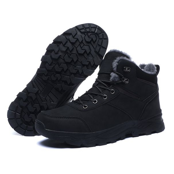 2025 Winter Fashion Outdoor Warm Cotton Shoes Youth/Men Artificial PU Splicing High Top Lace-Up Non-Slip Wear-Resistant Snow Boots 39-48_desvips.com