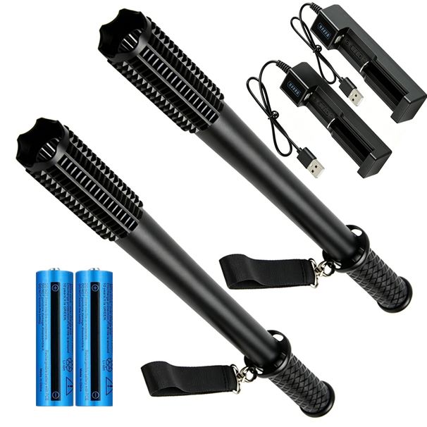 2x Superhell LED Wiederaufladbar Handgerät Leistungsstark Sicherheitsstick Taschenlampe Licht Zuhause, Im Freien, Camping Taktische Fackel Lampen_desvips.com