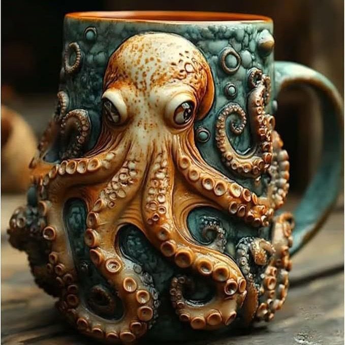 Octopus Cup Resin Craft Ornaments Horror Abyss Octopus Mug Ornaments_desvips.com