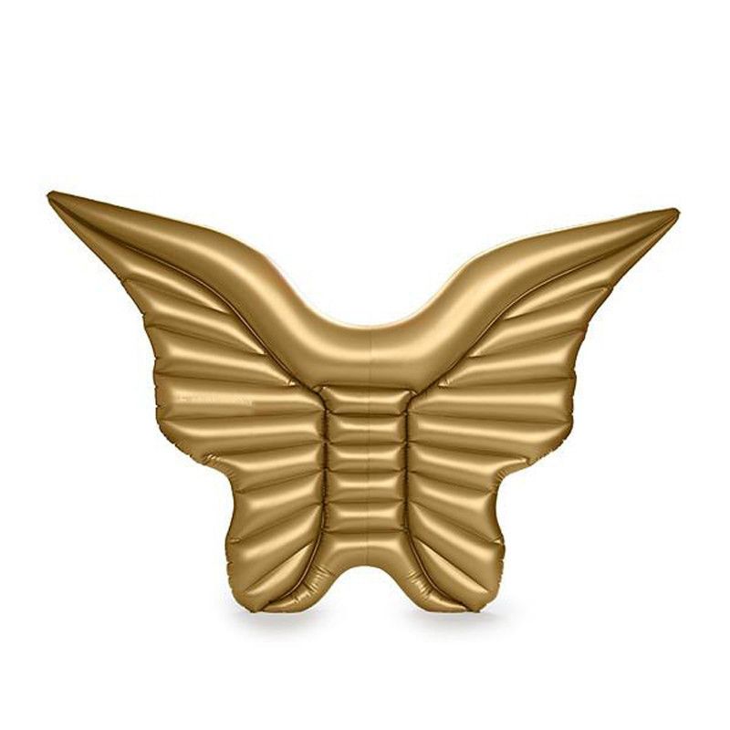 Inflatable Angel Wings Pool Float - Giant Gold Wings Lounger For Adults, Premium PVC Water Float_desvips.com