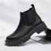 British Style Men Thick Bottom Waterproof Work Shoes Casual Fashion Classic Leather Comfy High Top Round Toe Boots_desvips.com