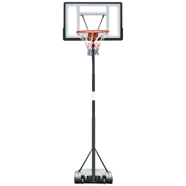 Panier De Basket Extérieur Avec Poteau Panneau, Base De Lestage Sur Roulettes Hauteur Réglable 2,55 - 3,05 M (panier) Usage Intérieur Extérieur Noir Blanc_desvips.com