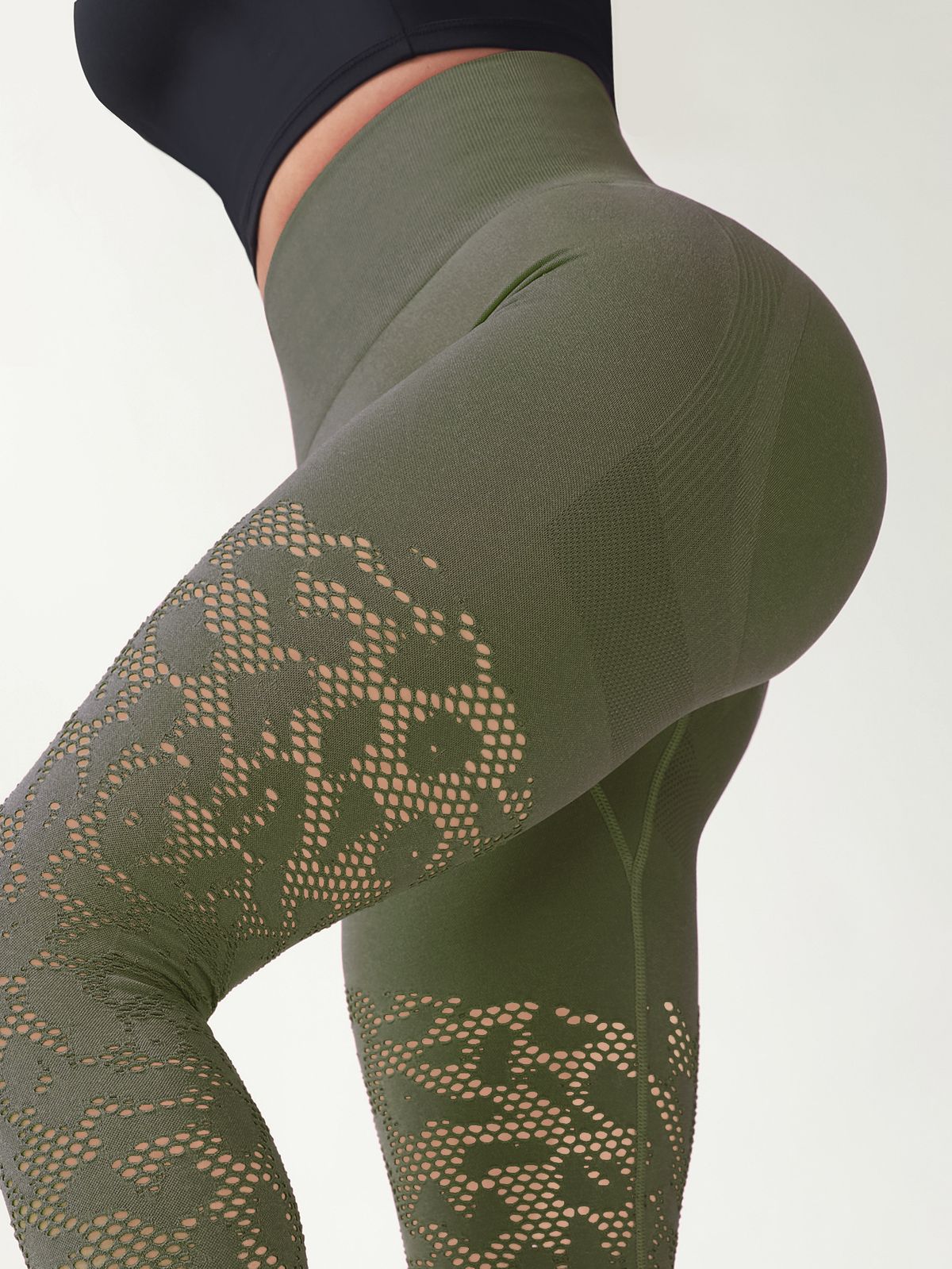 High Waist Seamless Peach Hip Yoga Pants For Women Hollow Striped Sports Leggings Breathable Sweat Absorbent Trousers All Season_desvips.com