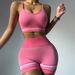 Color Blocked Push up Sports Vest Seamless Shoulder Straps Tight Fitting Running Fitness Shorts for Women_desvips.com