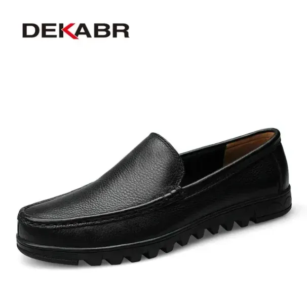 DEKABR Genuine Leather Black Brown New Flat Shoes Classic Hand Sewing Men Quality Flats Atos Hombres Big Size 37-48 D580_desvips.com