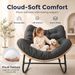 SWITTE Papasan Rocking Chair, Outdoor Wicker Egg Rocker With Cushion, Grey_desvips.com