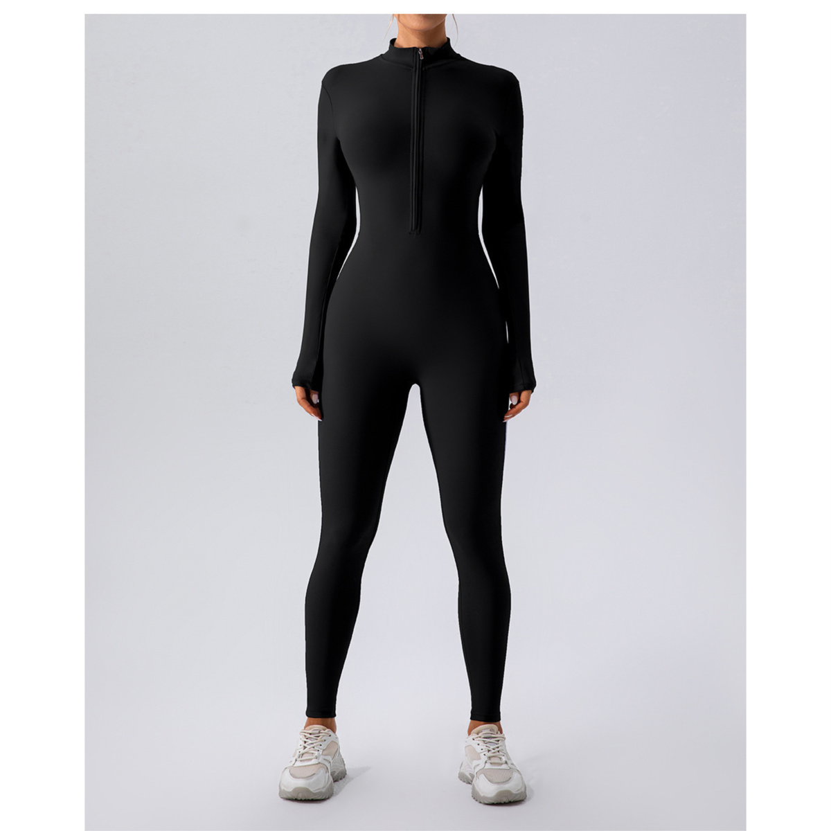 European And American Hot-Selling Winter Fleece-Lined Yoga Suit Long Sleeve Warm Outerwear Fitness Sports One-Piece_desvips.com