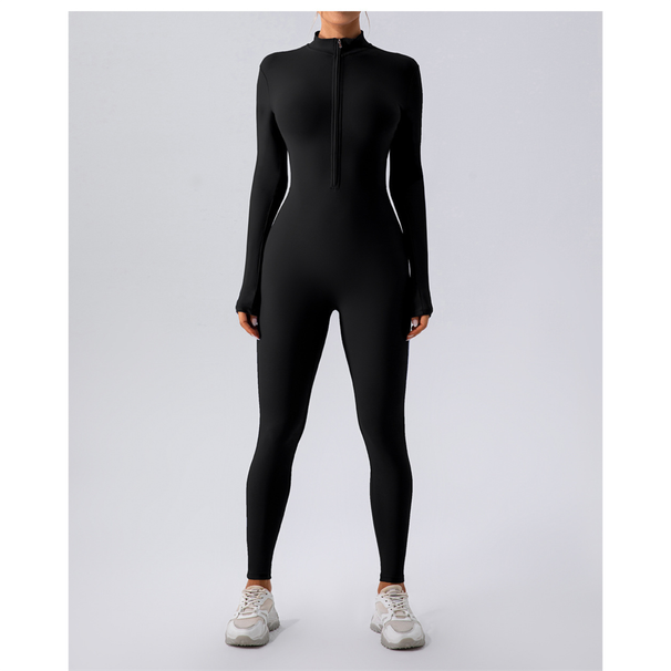 European And American Hot-Selling Winter Fleece-Lined Yoga Suit Long Sleeve Warm Outerwear Fitness Sports One-Piece_desvips.com