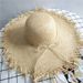 Spring New Frayed Wide Brim Raffia For Women Summer Beach Seaside Vacation Protection Sun Hat Trendy_desvips.com