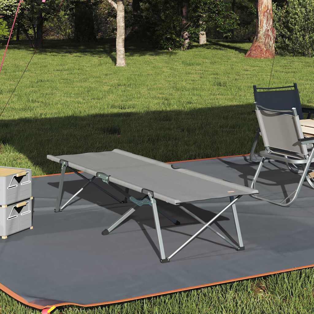 Foldable Camping Bed - Oxford Fabric With Steel Frame - Gray/Black - 194 X 64 X 42 Cm_desvips.com