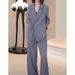 Women's Clothing High grade sun proof suit in summer chiffon splicing two piece jacket, high waist wide leg trousers, two piece suit_desvips.com