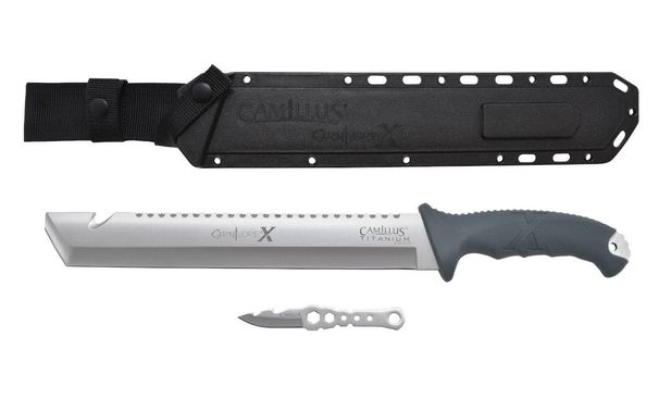 Camillus Carnivore X 18-inch Machete With A 12-inch Titanium Bonded Blade Featuring A Saw Back, Full Tang Construction, Gray Handle, And Includes A Ny_desvips.com