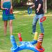 Inflatable Ring Toss Game Set Thickened PVC Outdoor Lawn Games For Kids Family 4 Cross Target Base With 6 Colorful Rings_desvips.com