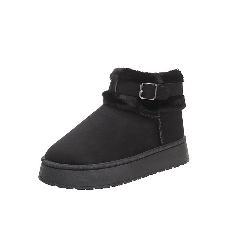 2025 Winter New Large Size Thick-oled Fluffy Cotton Shoe Women' Fleece Thickened Thermal Belt Buckle Caual Snow_desvips.com