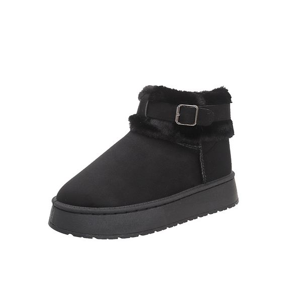 2025 Winter New Large Size Thick-oled Fluffy Cotton Shoe Women' Fleece Thickened Thermal Belt Buckle Caual Snow_desvips.com
