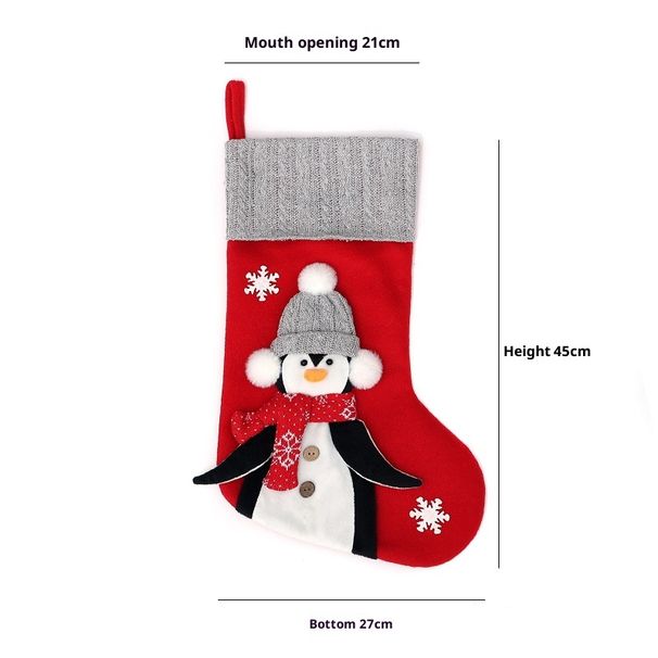 001 Cross-Border New Gray Three-Dimensional Penguin Christmas Children's Decoration Socks Gift Bag_desvips.com