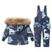Dinosaur Print Kids Down Jacket & Snowsuit Set - Warm Winter Coat For Boys & Girls Ages 1-6, 90% White Duck Down Filling_desvips.com