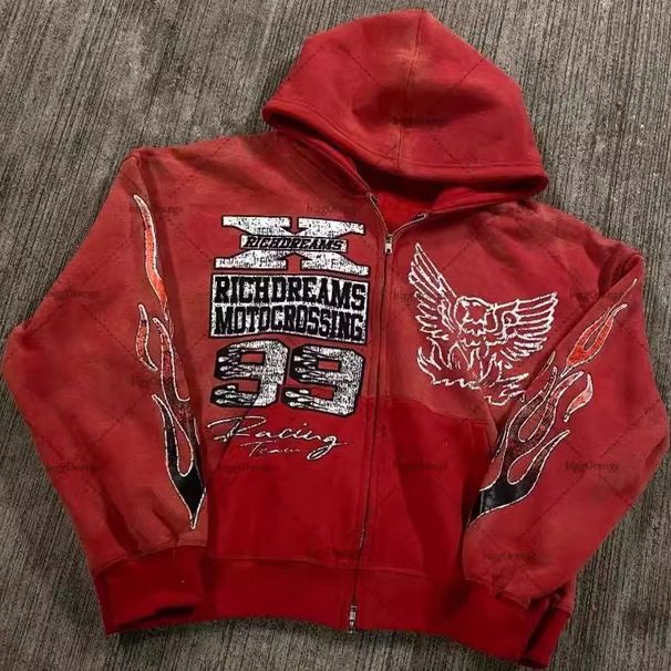 0505 Street Hip-Hop Star Girl Print Black Zipper Hoodie Y2k Harajuku Jacket Sweatshirt For Women_desvips.com