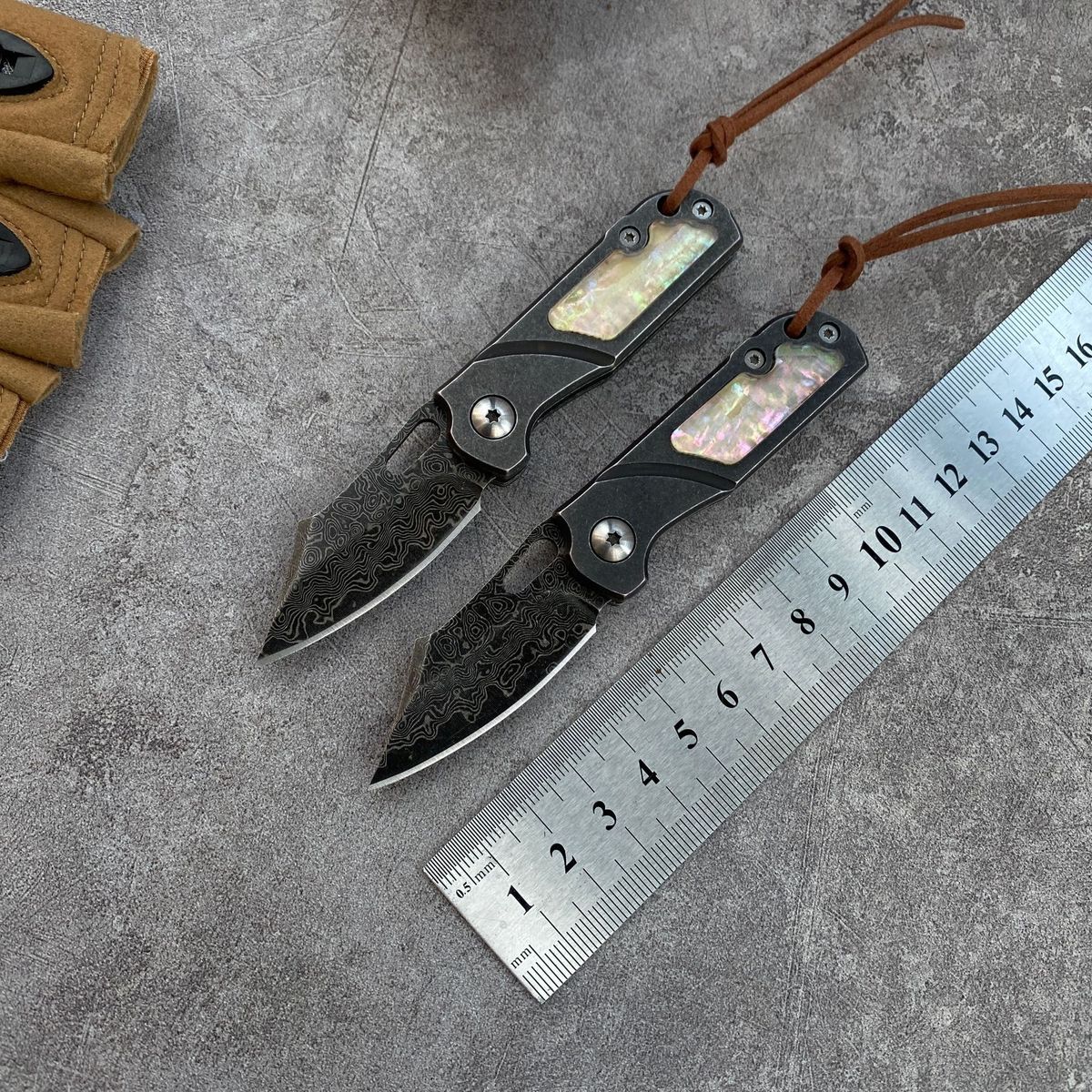 Cross-Border New Damascus Steel Small High Hardness Portable Pocket Folding Fruit Knife_desvips.com