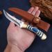 Authentic Mongolian Style Multi-Purpose Knife - Stainless Steel Meat & Fruit Utility Blade With PU Leather Sheath (Blue/Green/Red Handle)_desvips.com