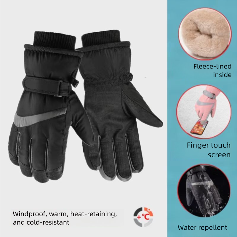 Ski For Men And Women, Winter Fleece-Lined, Thickened, Cold-Proof, Warm, Touchscreen-Compatible, Outdoor_desvips.com