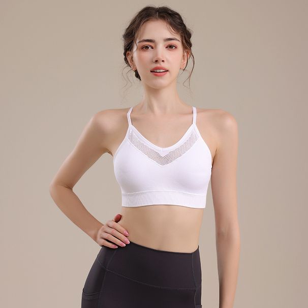 New Sports Underwear Women Mesh Bra Beauty Back Seamless Yoga Fitness Outdoor Running Push Up Shockproof_desvips.com
