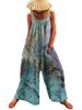 Women's 2023 Summer New Large Fashion Print Loose Strap Wide Leg Jumpsuit_desvips.com