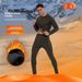 Fleece-Lined Thermal Underwear Set Round Neck Top And Bottom Tight-Fitting Outdoor Hiking Cycling Sports Base Layer_desvips.com