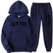 New York American For Men And Women Fashion Letter Print Graphic Sweatshirt Loose Casual Hoodie Set_desvips.com