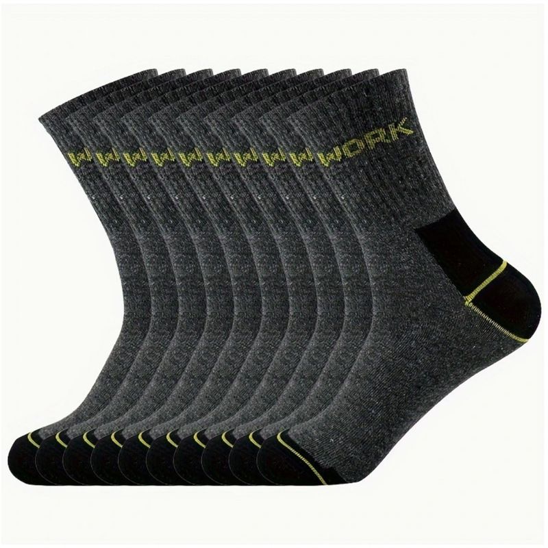 20 Pairs Of Crew Breathable Long Socks, Solid Color, Multi-functional Sports Casual Men's Socks_desvips.com