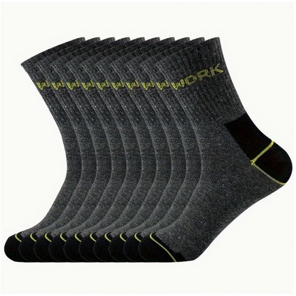 20 Pairs Of Crew Breathable Long Socks, Solid Color, Multi-functional Sports Casual Men's Socks_desvips.com