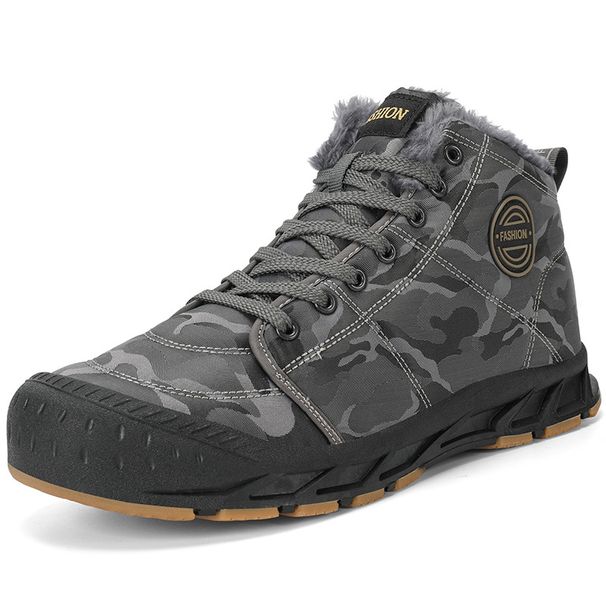 Men's Waterproof Snow Boots Winter Outdoor High-Top Insulated Shoes Non-Slip Warm Fleece Lined Camouflage Hiking Shoes For Men_desvips.com