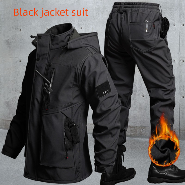 Autumn Winter Fleece-Lined Waterproof Jacket Outdoor Fishing Warm Soft Shell Tactical Loose Casual Cycling Workwear_desvips.com