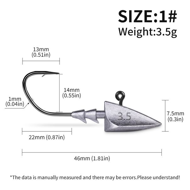 Lead Head Hook Tumbler Reinforced Pointed Lure Lead Head Hook 3.5 10g Soft Worm Hook Barbed Root Hook Upward Hook_desvips.com