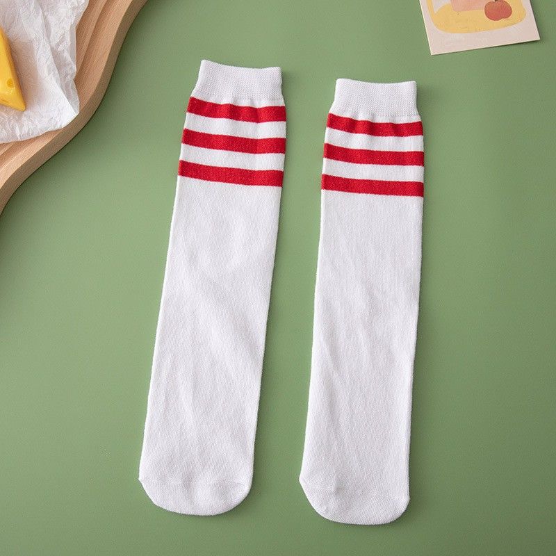 Children's Over-the-Knee Three Stripe Performance Socks Thin Mid-Calf Striped Long Socks Sweat Absorbent Anti-Chafing Student Soccer Socks_desvips.com