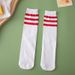 Children's Over-the-Knee Three Stripe Performance Socks Thin Mid-Calf Striped Long Socks Sweat Absorbent Anti-Chafing Student Soccer Socks_desvips.com