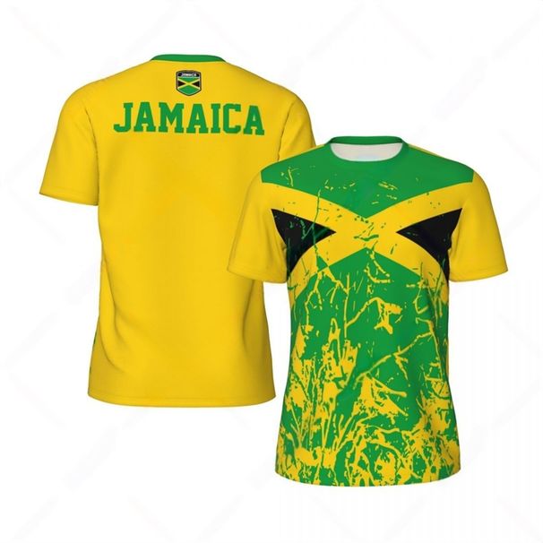 Fashion Jamaica Flag Graphic Football T Shirts For Men Summer Trend 3D National Emblem Printed T-shirts Casual Tees_desvips.com