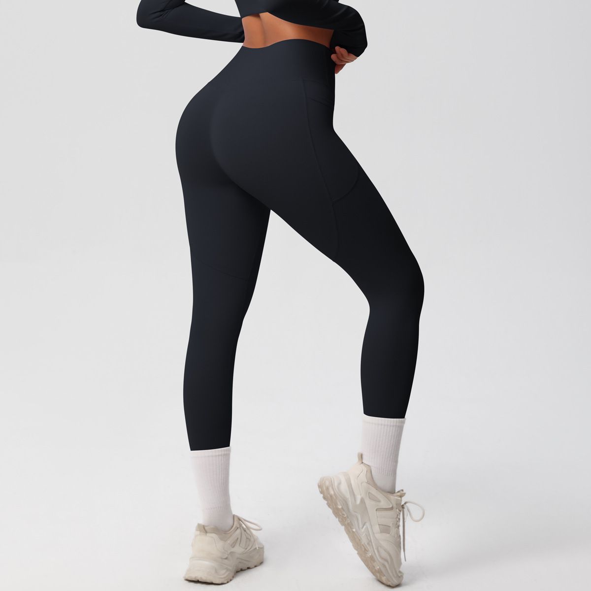 High Waisted Tight Fit Yoga Pants Quick Drying Bare Feel with Pocket for Outdoor Running And Fitness Hip Lifting Sports Long Pants_desvips.com