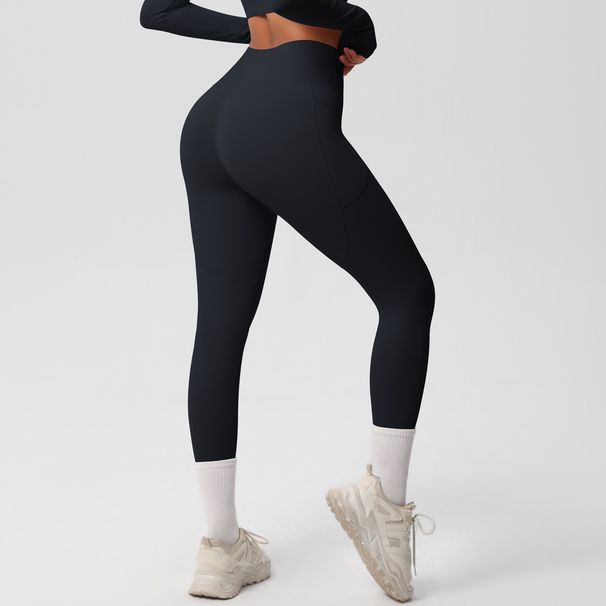 High Waisted Tight Fit Yoga Pants Quick Drying Bare Feel with Pocket for Outdoor Running And Fitness Hip Lifting Sports Long Pants_desvips.com
