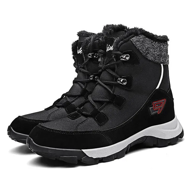 Winter Warm And Velvet Couple High Top Large Anti Slip Outdoor Snow Boots_desvips.com