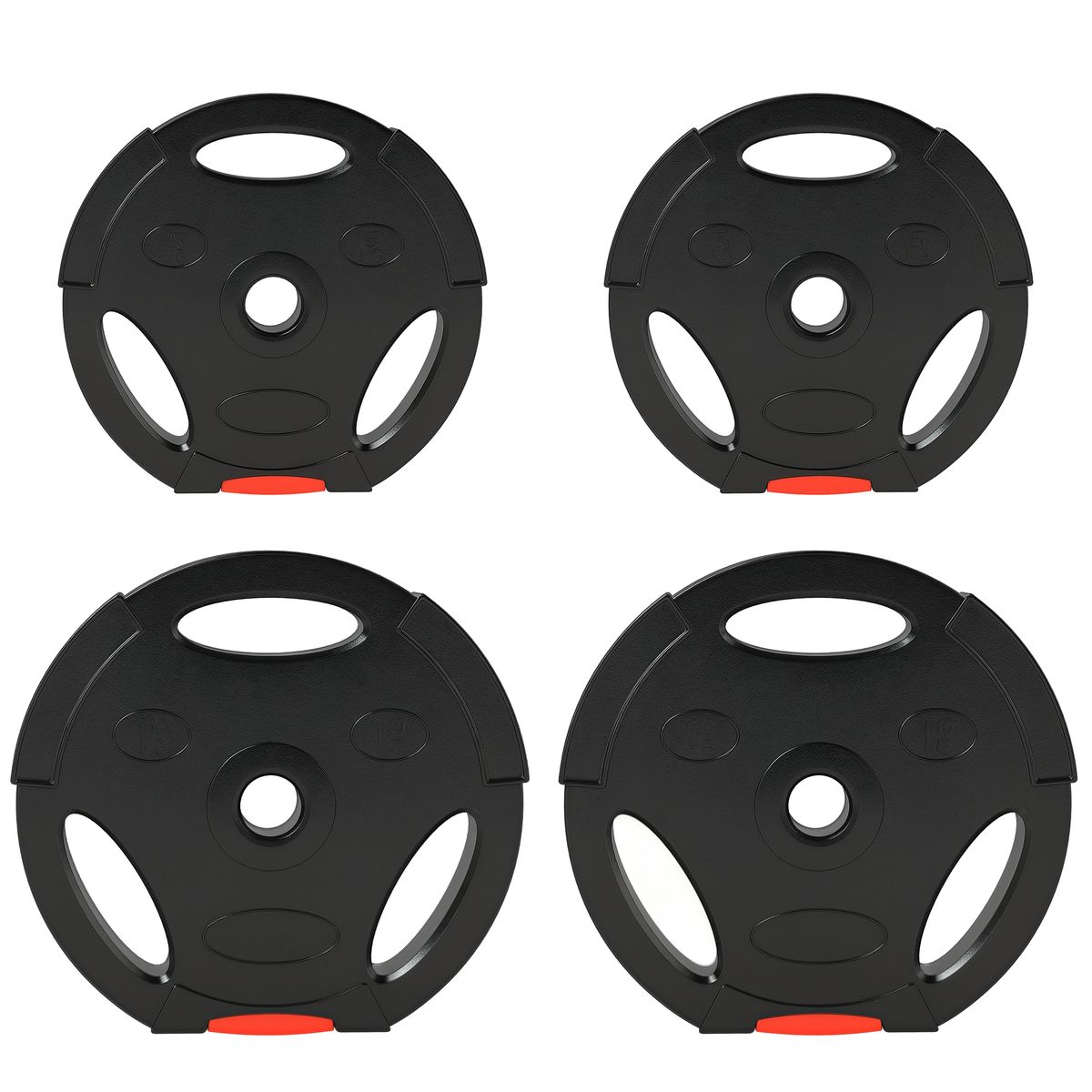 Kit Pesi Con 2 Dischi Da 10 Kg E 2 Dischi Da 5 Kg In Polipropilene E Sabbia, Ø34x6 Cm E Ø27x4.5 Cm, Nero_desvips.com