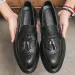 Loafers Soft Pointed Toe Animal Print Mens Leather Shoes Height Increasing Male Casual Shoe With Tassels Moccasin In_desvips.com