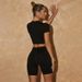 New Ribbed Moisture-Wicking Stretch Quick-Dry Fitness Simple Fashionable Elegant Yoga Short Sleeve Top For Women_desvips.com