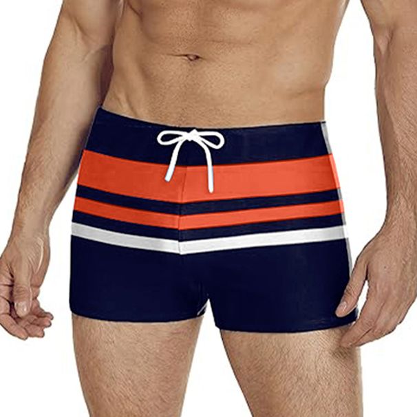 Men's Striped Swim Trunks - Adjustable Drawstring & Quick-Dry Fabric (Stylish & Comfortable For Beach & Pool Activities)_desvips.com
