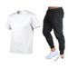 Summer Men's Solid Color Simple Round Neck Cotton T-Shirt + Long Pants Fashion Versatile Two-Piece Set_desvips.com