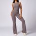 Peach Hip Lift Sports Jumpsuit For Women Casual Flared Pants Fitness Backless Yoga Outfit_desvips.com