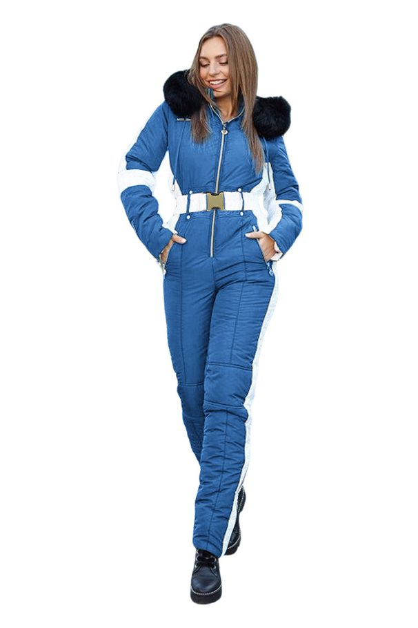 Women's Winter Ski Suit Hooded One-Piece Snowsuit Warm Windproof Fleece Lined Jumpsuit For Outdoor Sports_desvips.com