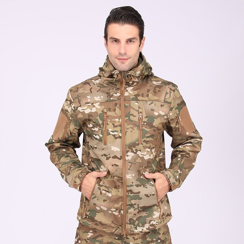 ActiveGo ESDY Soft Shell Outdoor Sports Men Camouflage Clothing Cycling Hiking Thermal Coat Ski Jacket Fleece Lined_desvips.com