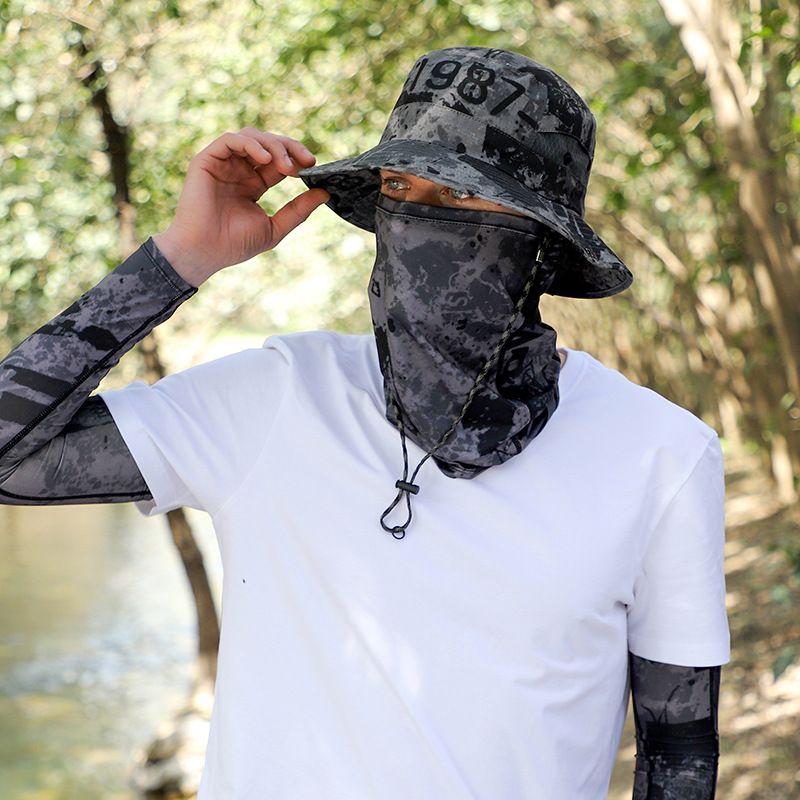 Foldable Fisherman Hat For Men - UPF 50+ Sun Protection With Cooling Face Mask & Breathable Arm Sleeves_desvips.com