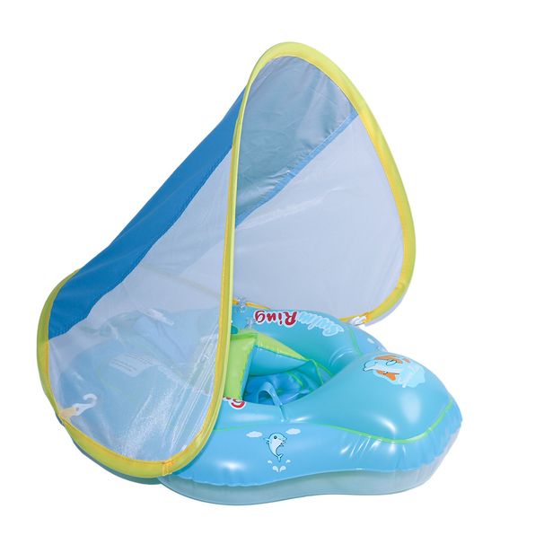 Swimbobo baby swimming ring prone ring children's swimming ring underarm ring blue sun protection_desvips.com
